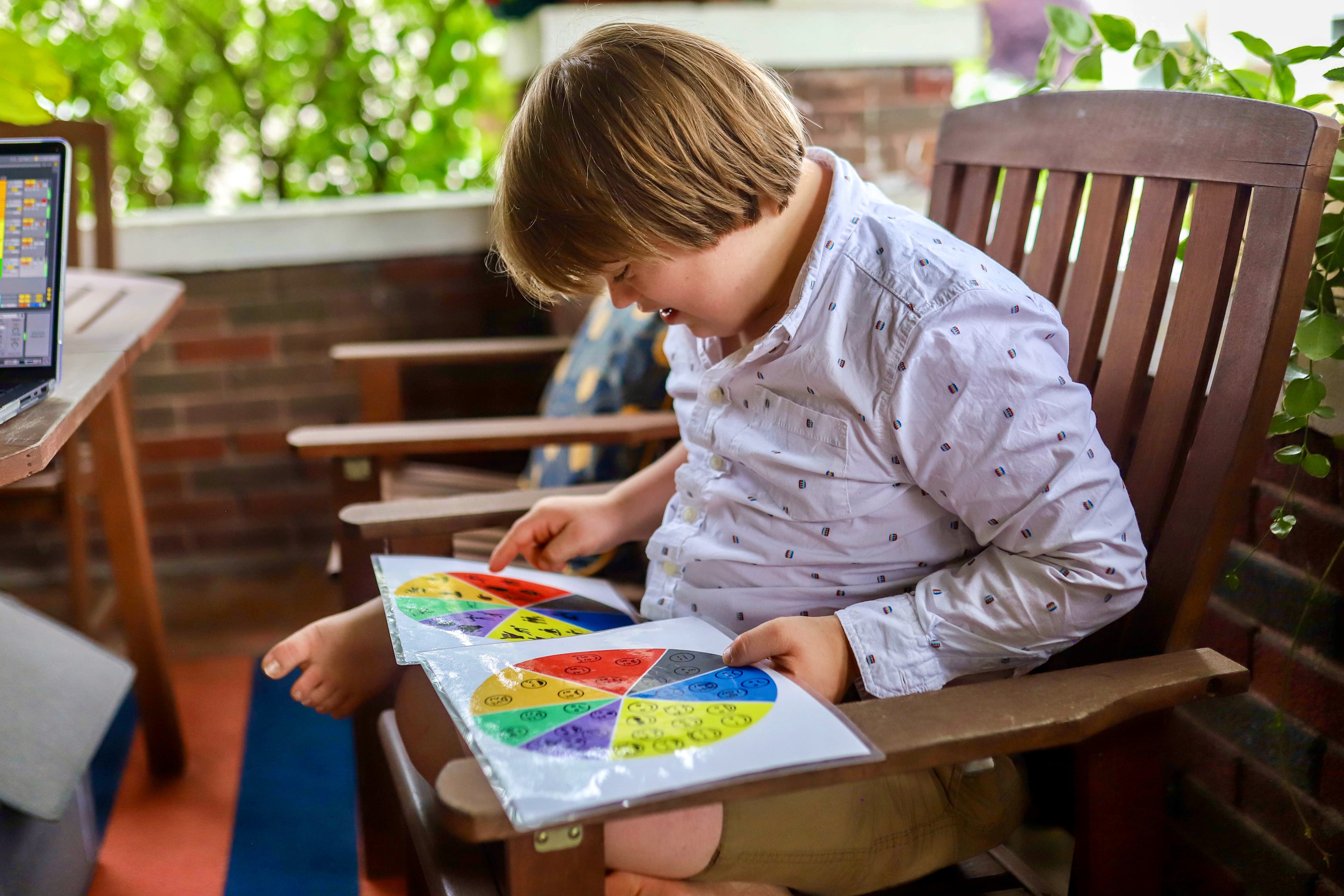 Noah Perales with an older client